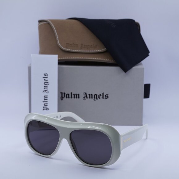 Palm Angels PERI103 ELFIN 0107 Aviator Sunglasses - White/Dark Grey - Picture 4 of 9